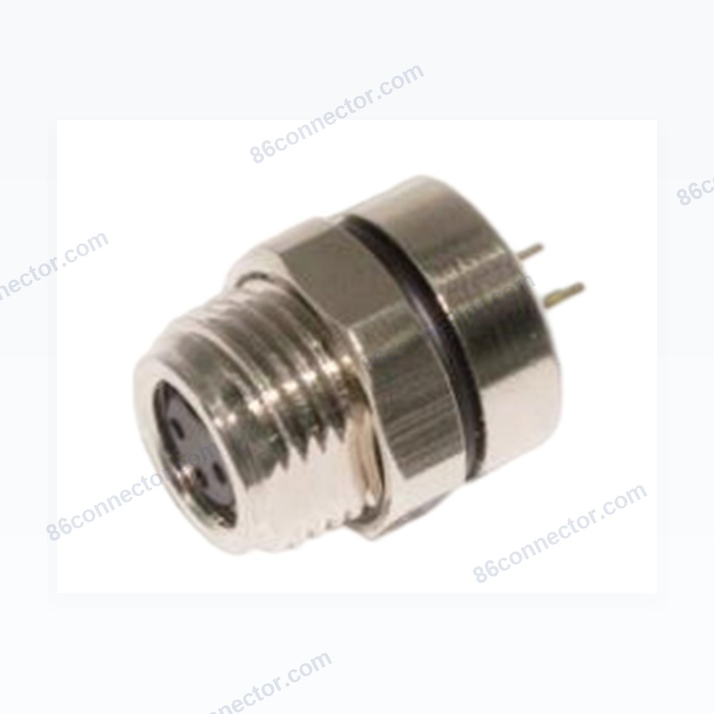 M8-12423 Flange Header Connector Hole Dip Welding — Header Front Thread M12x1/IP67
