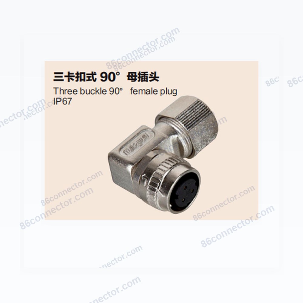 DK183-D Triple Snap-on 90° Female Plug/IP67 (DDK CM10/JAE JN1V JN2V)