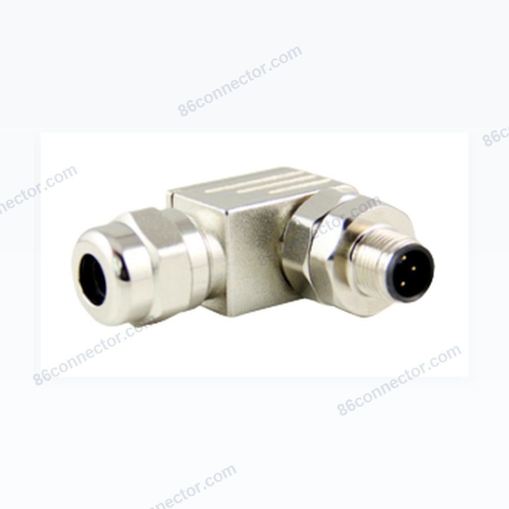 M12PBF-D 90° angled shield male cable plug/IP67