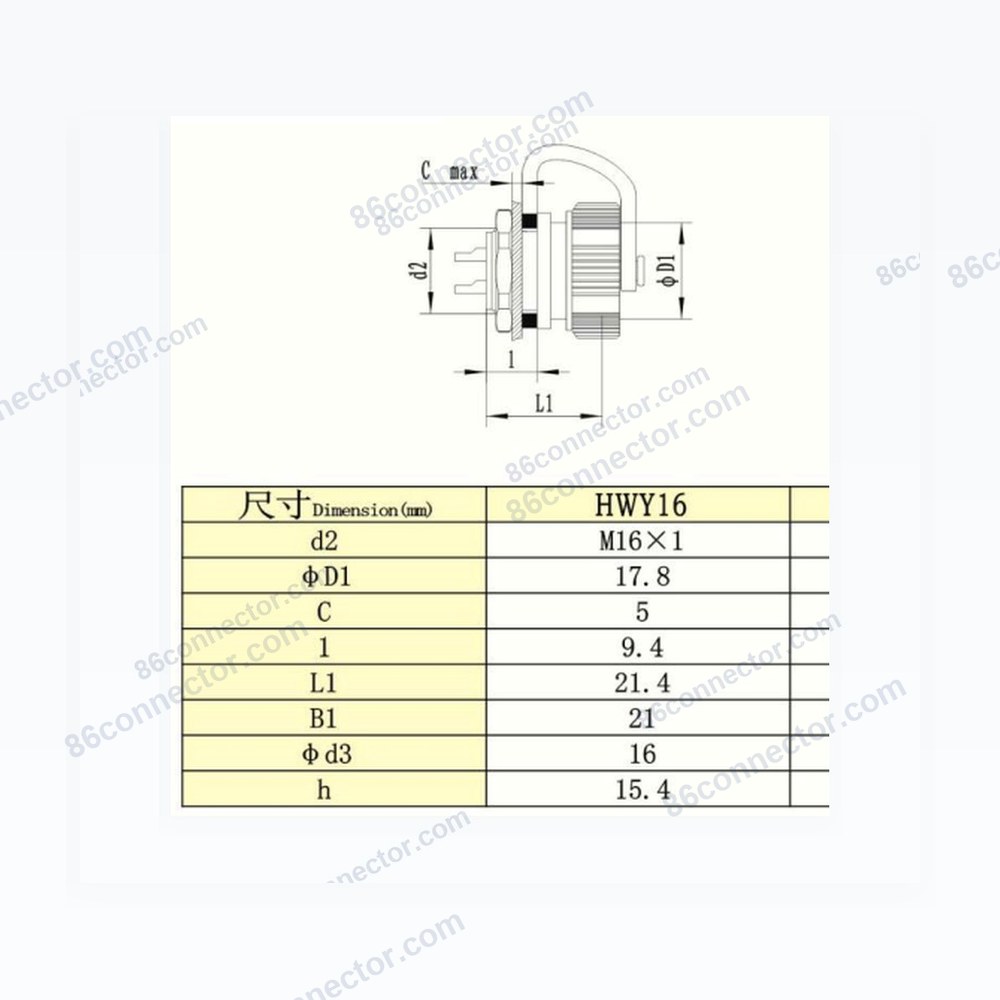 HW-YM Bayonet Rear Nut Receptacle IP67