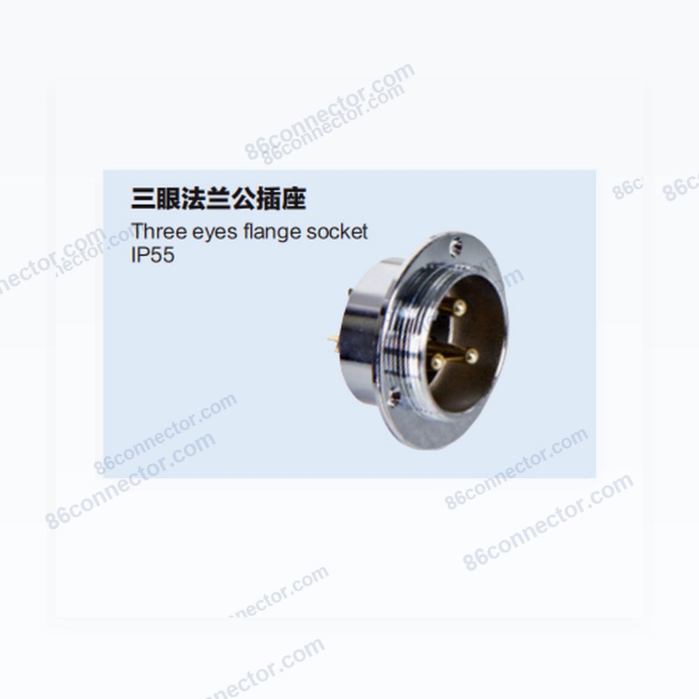 30M-E Three-Eye Flange Male Socket/IP55