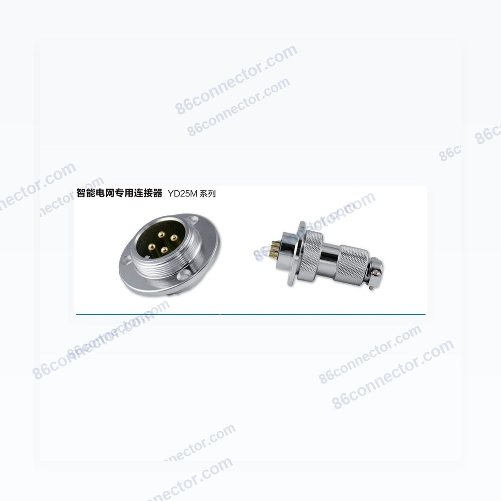 YD25M-E- Round Flange Receptacle, 4 Pos. 5 Pos. 7 Pos., 40A/500V, IP67
