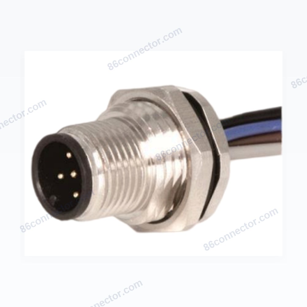 M12-12303 connector flange seat pin front screw with single wire 3 core 4 core 5 core 8 core 12 core aviation plug socket