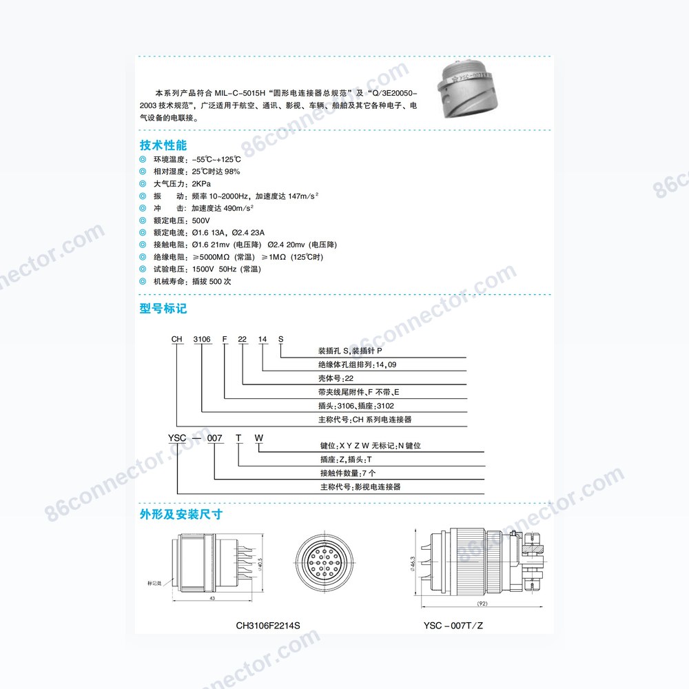 YSC/CH — Dimensions / specs